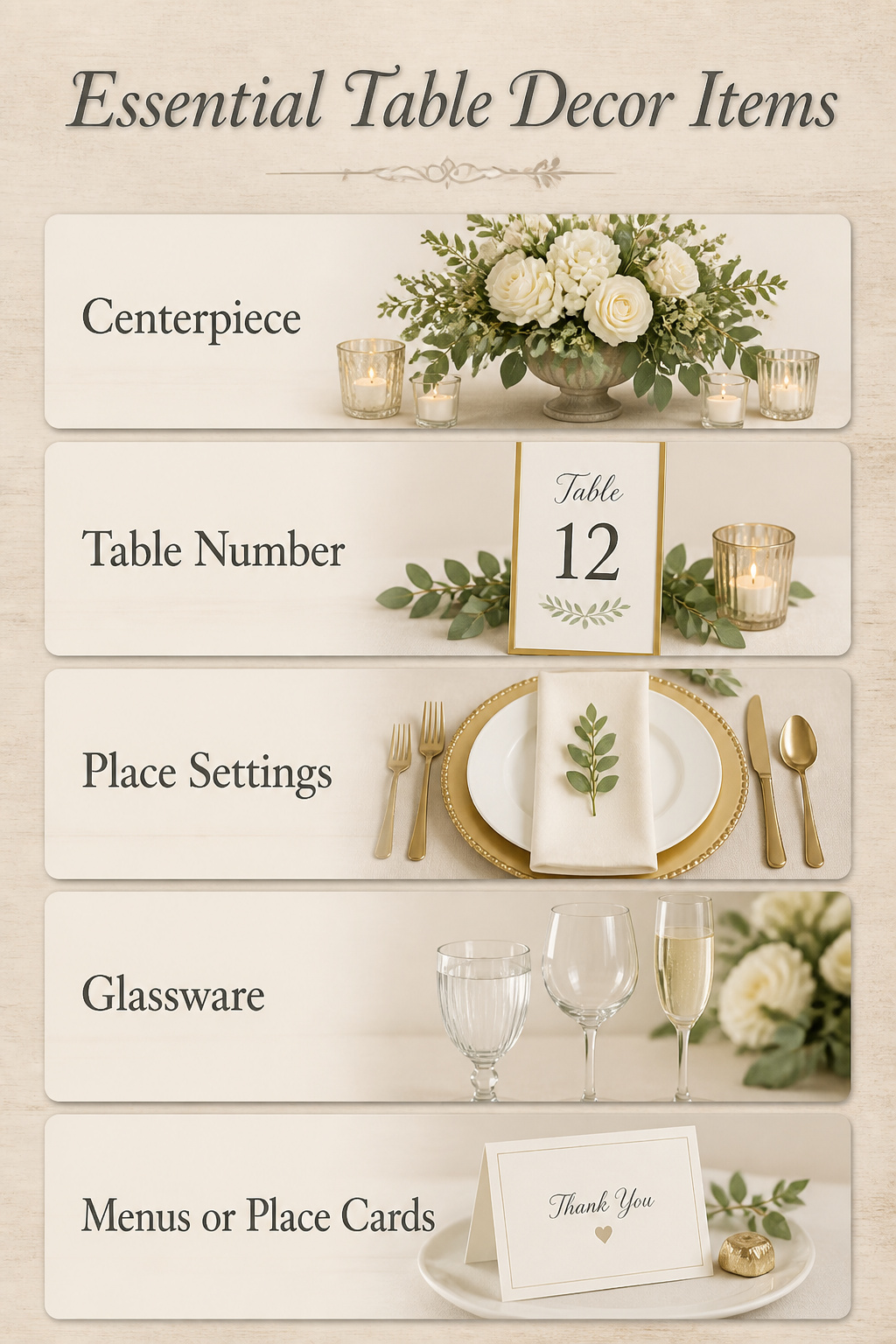 A wedding table set up with essential decor items.