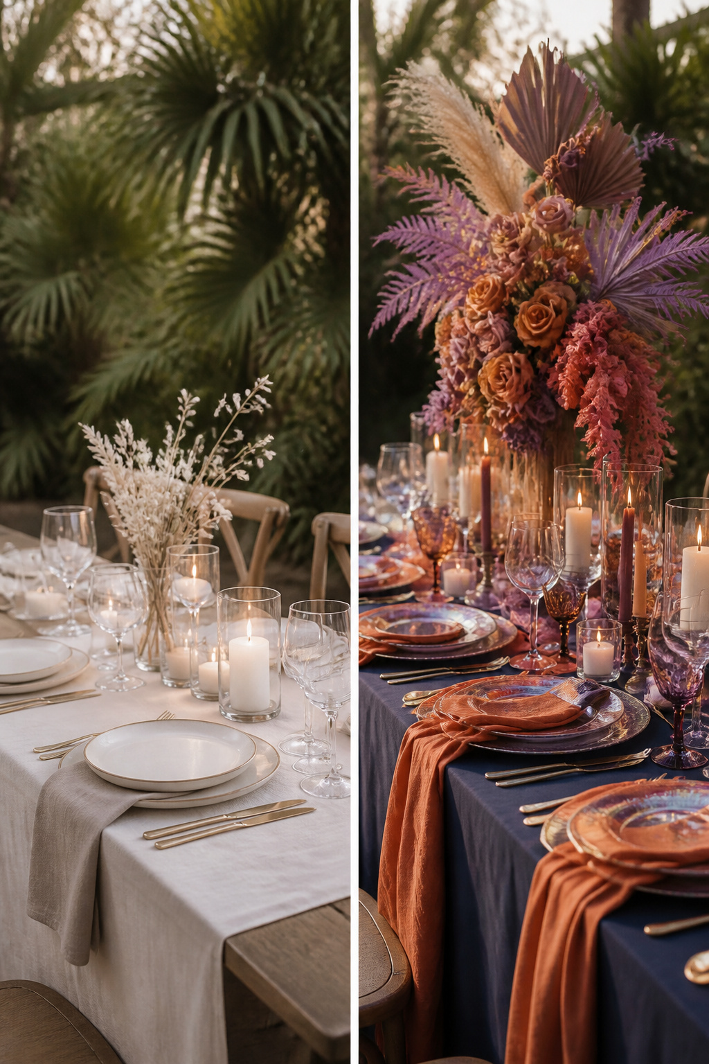 Wedding color palette featuring sunset-inspired shades.