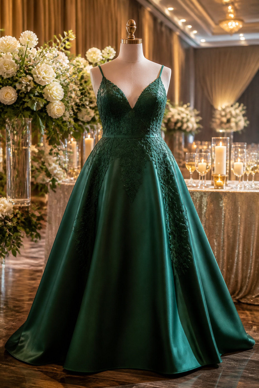 Plus-size bridal reception dress showcasing a flattering fit.