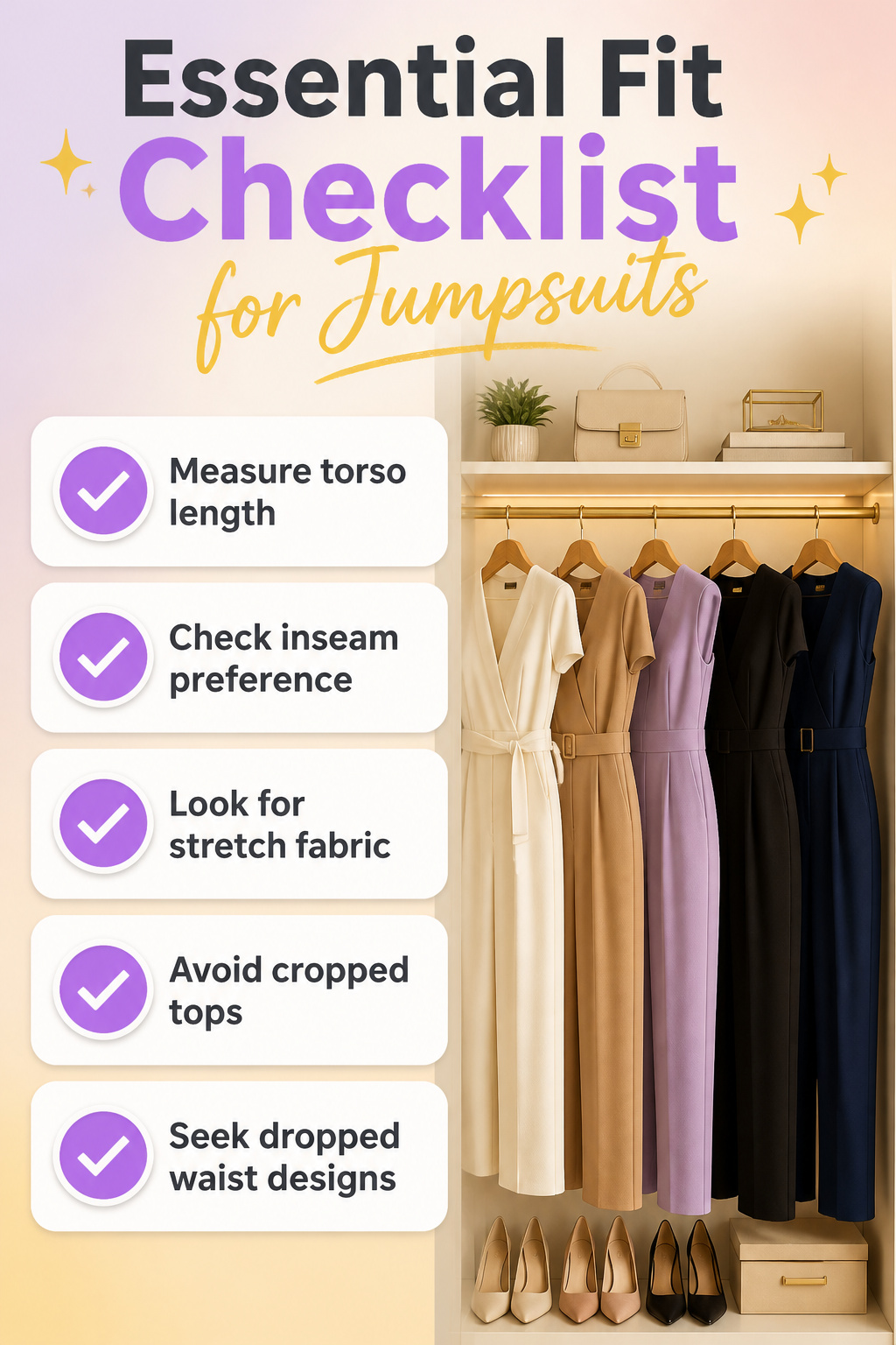 An informational graphic about jumpsuit fit and torso length.
