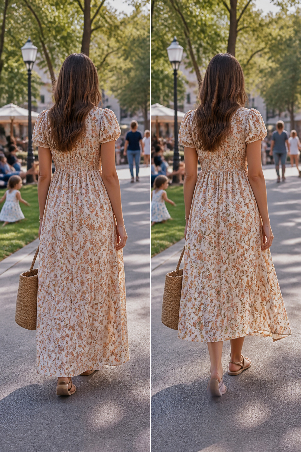 A fitted maxi dress designed for shorter frames on a mannequin.