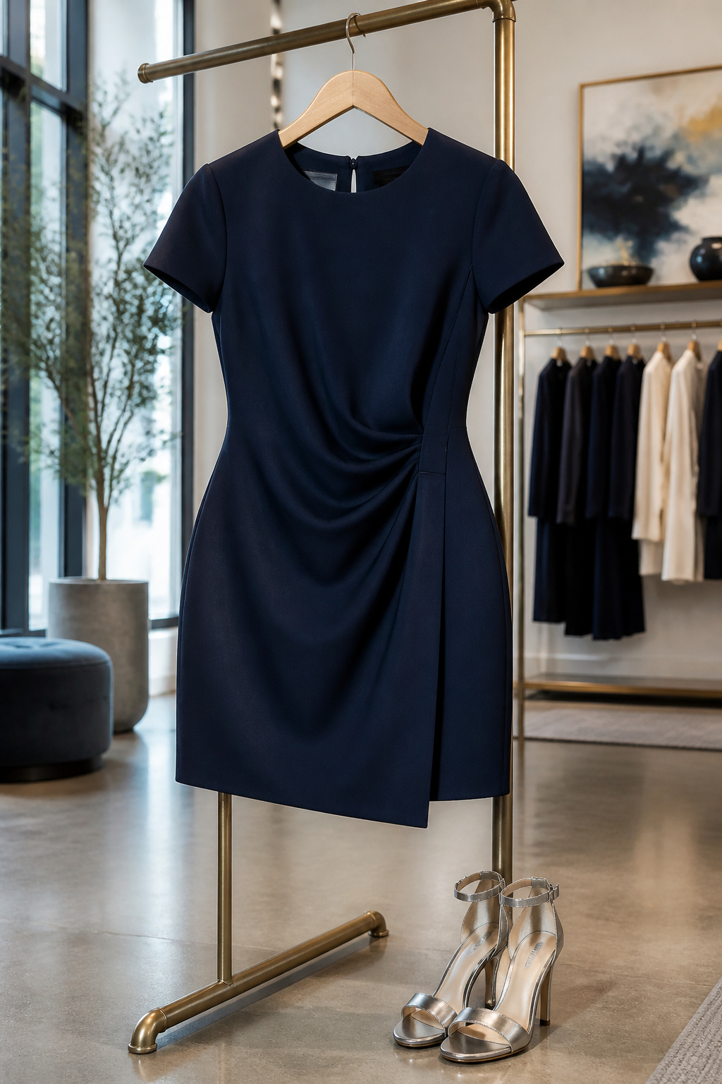 A plus size mini dress in satin with a deep jewel tone.