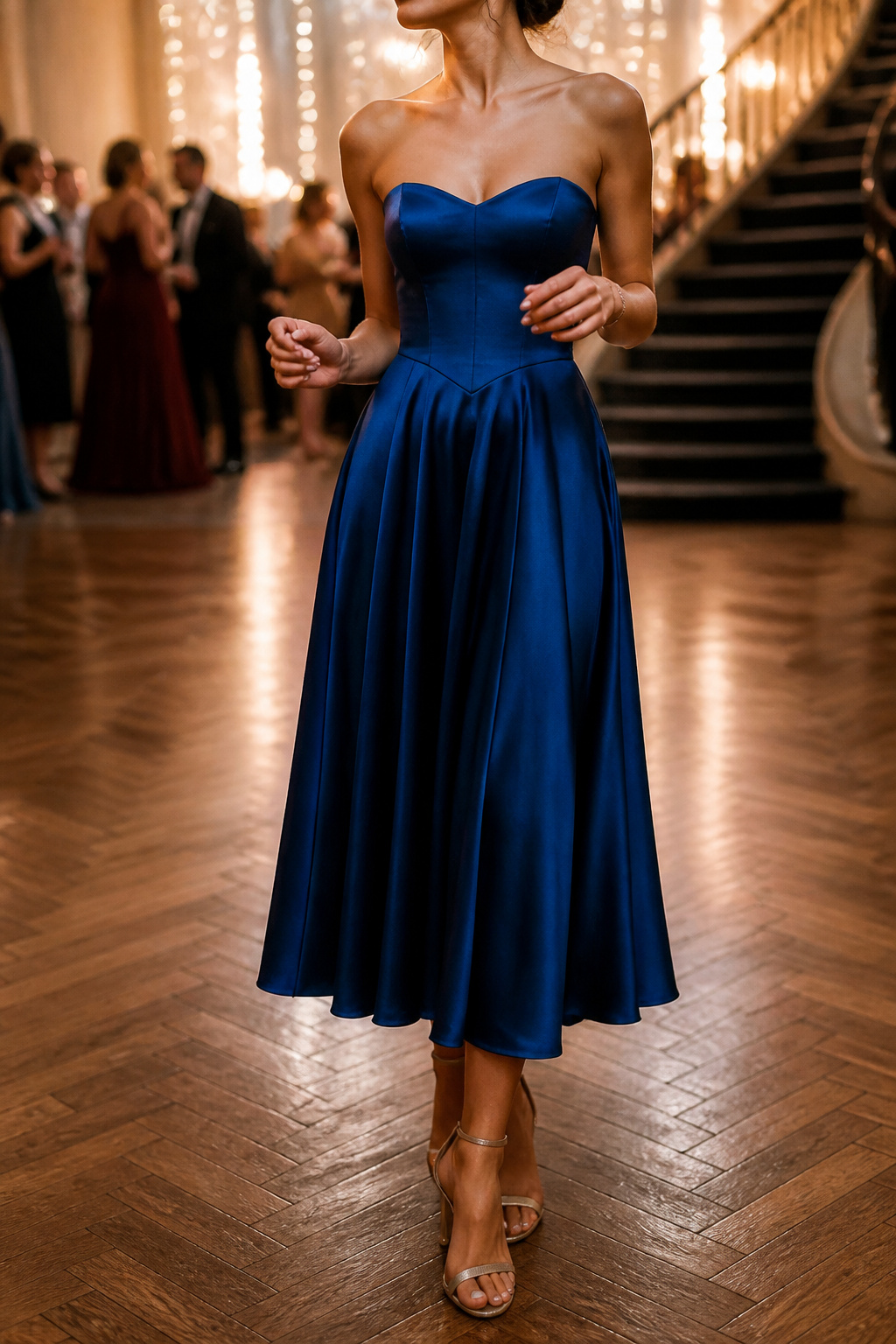 Prom Dresses 2026: Long, Short, Plus Size & 10 More Styles 7 A strapless prom dress with a structured bodice and flowing skirt.