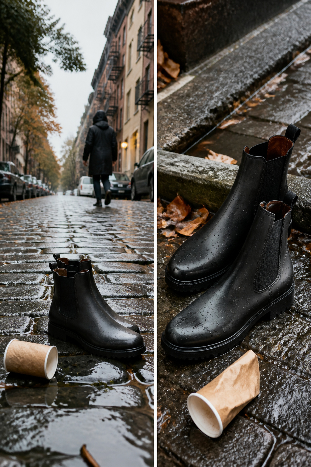 6 Rainy Day Outfit Ideas for Dry, Easy Style in 2026 11 A lightweight rain jacket and stylish footwear against a neutral backdrop.