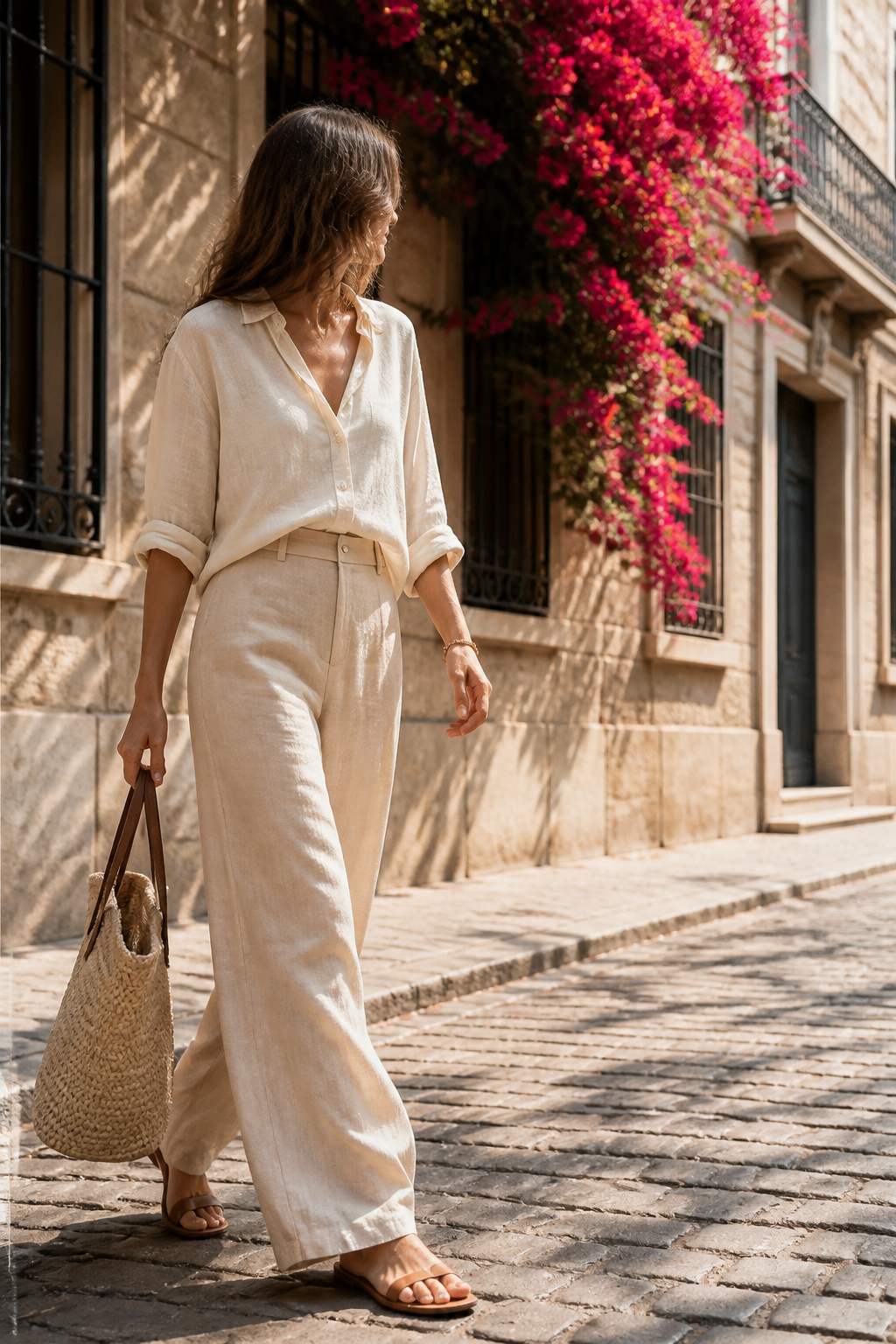 What to Wear in Spain in Summer 2026: 9 Outfit Essentials 1 A woman models a summer outfit featuring linen and cotton fabrics.