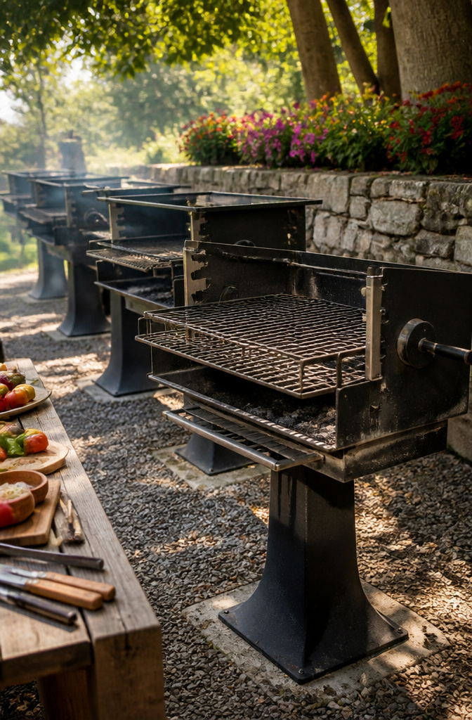 Rustic Outdoor Barbecue Grill Styles and Options for 2026 2 A collection of rustic charcoal BBQ grills in different styles.