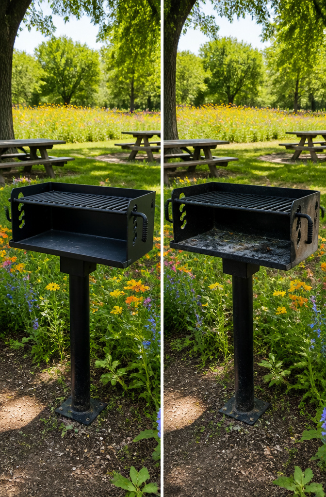 Rustic Outdoor Barbecue Grill Styles and Options for 2026 8 Fully adjustable park grill with a large cooking surface.