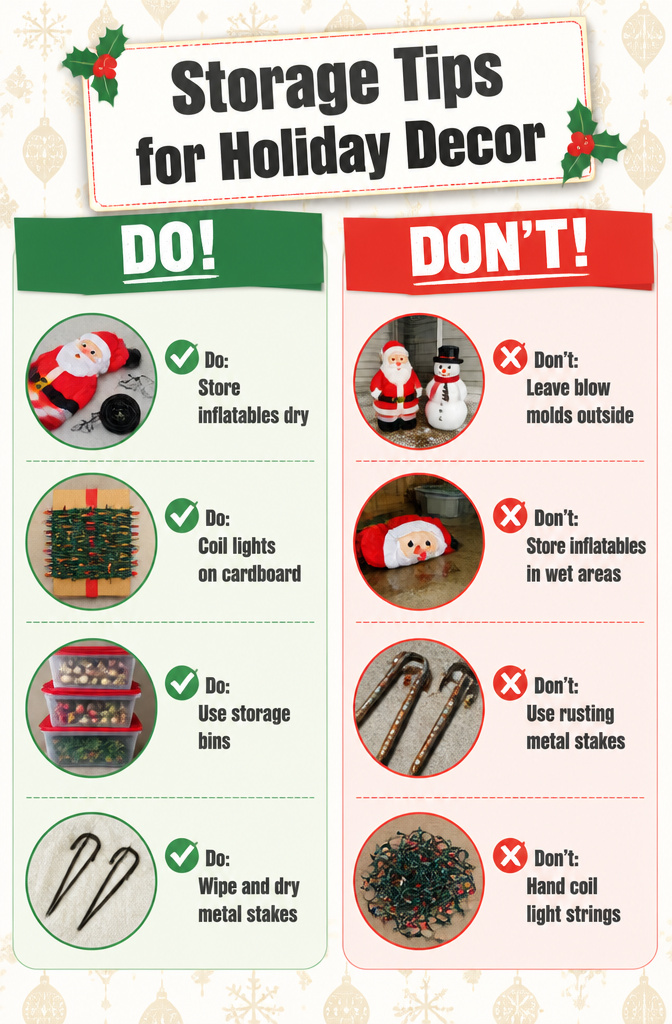 Storage tips for maintaining holiday decorations throughout the year.