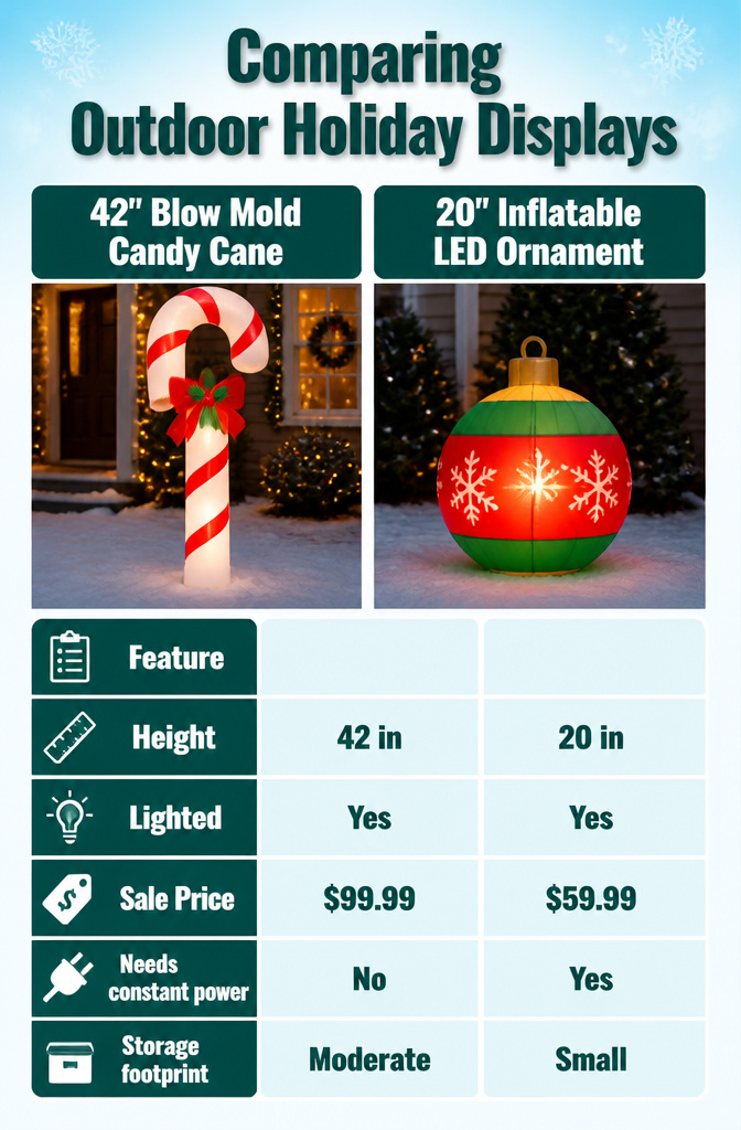 A side-by-side comparison of two holiday decorations.