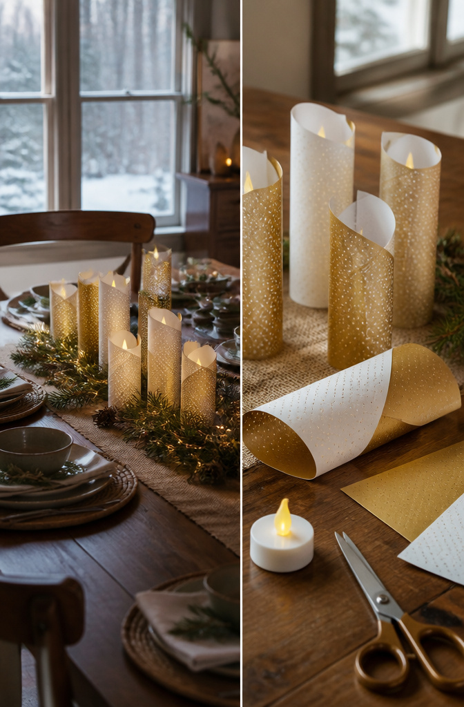 Cute Christmas DIY Decorations: 20 Fresh Ideas for 2026 4 Rolled paper candle ornaments displayed on a table.