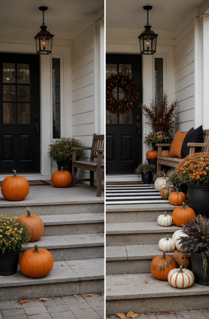 7 Front Porch Fall Decoration Ideas for 2026 9 Fall decorations in black, orange, and white create a unified design.