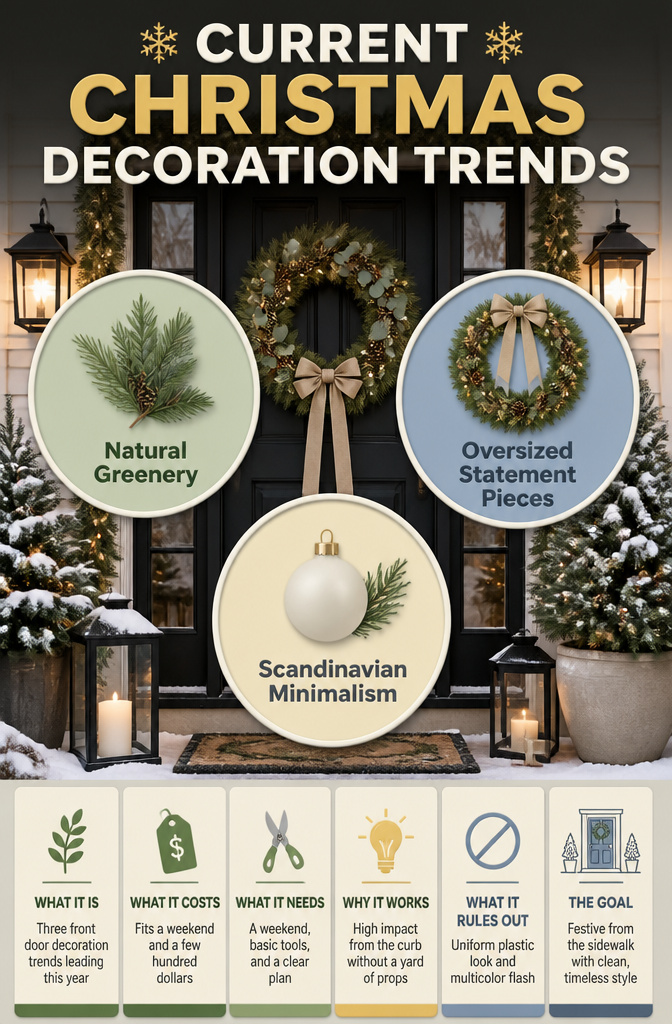 10 Christmas Front Door Decoration Ideas for 2026 12 An image depicting current Christmas decoration trends.