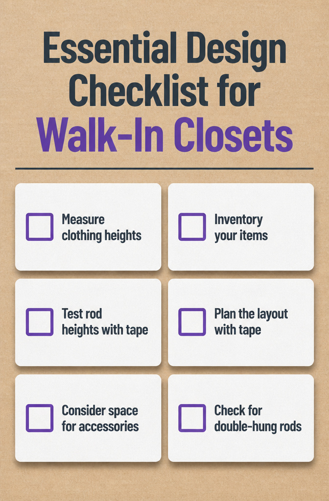 An essential design checklist for creating a functional walk-in closet.