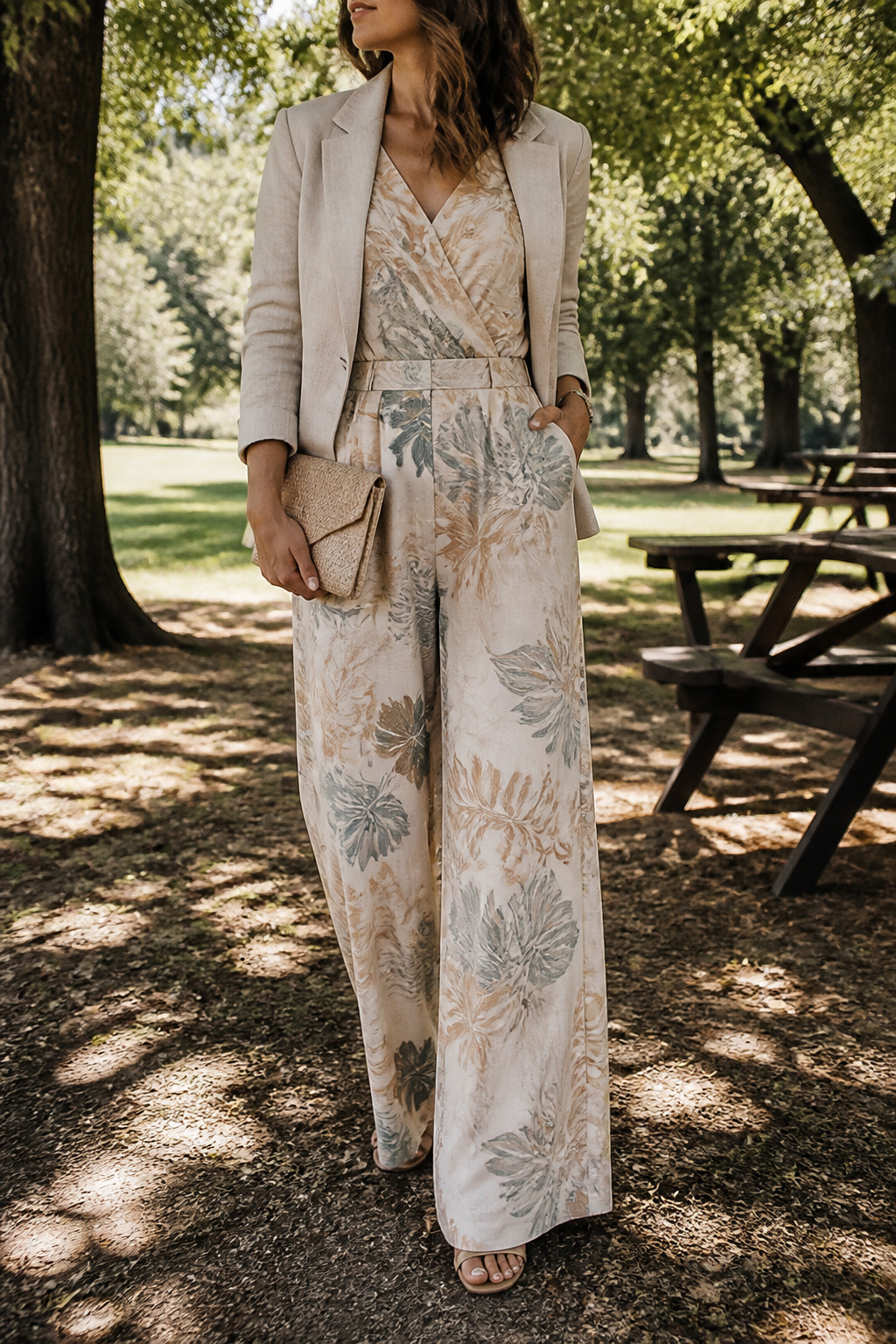 Casual Wedding Guest Outfit Ideas: What to Wear in 2026 4 A tailored jumpsuit made from lightweight fabric for casual weddings.