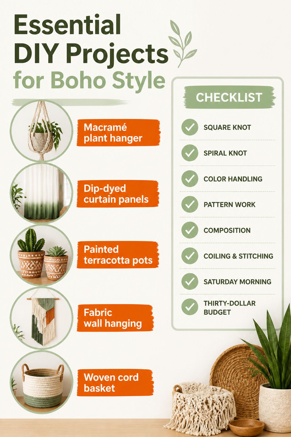 A list of DIY projects for bohemian decor.