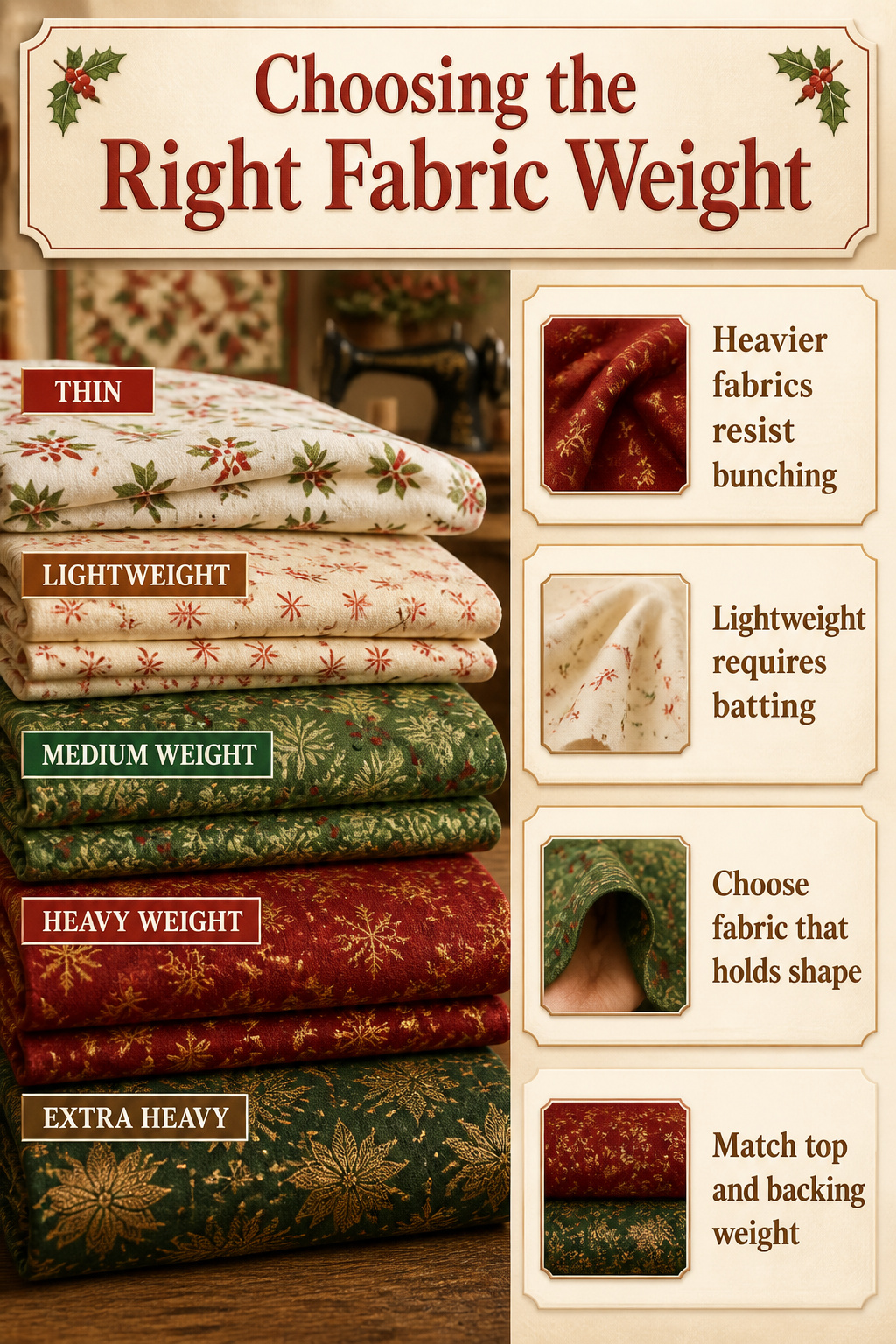 A guide on selecting fabric weight for table runners.