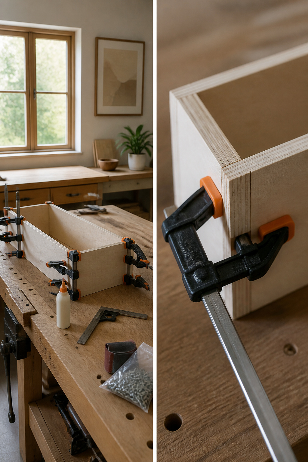 A hollow box construction for a floating shelf.