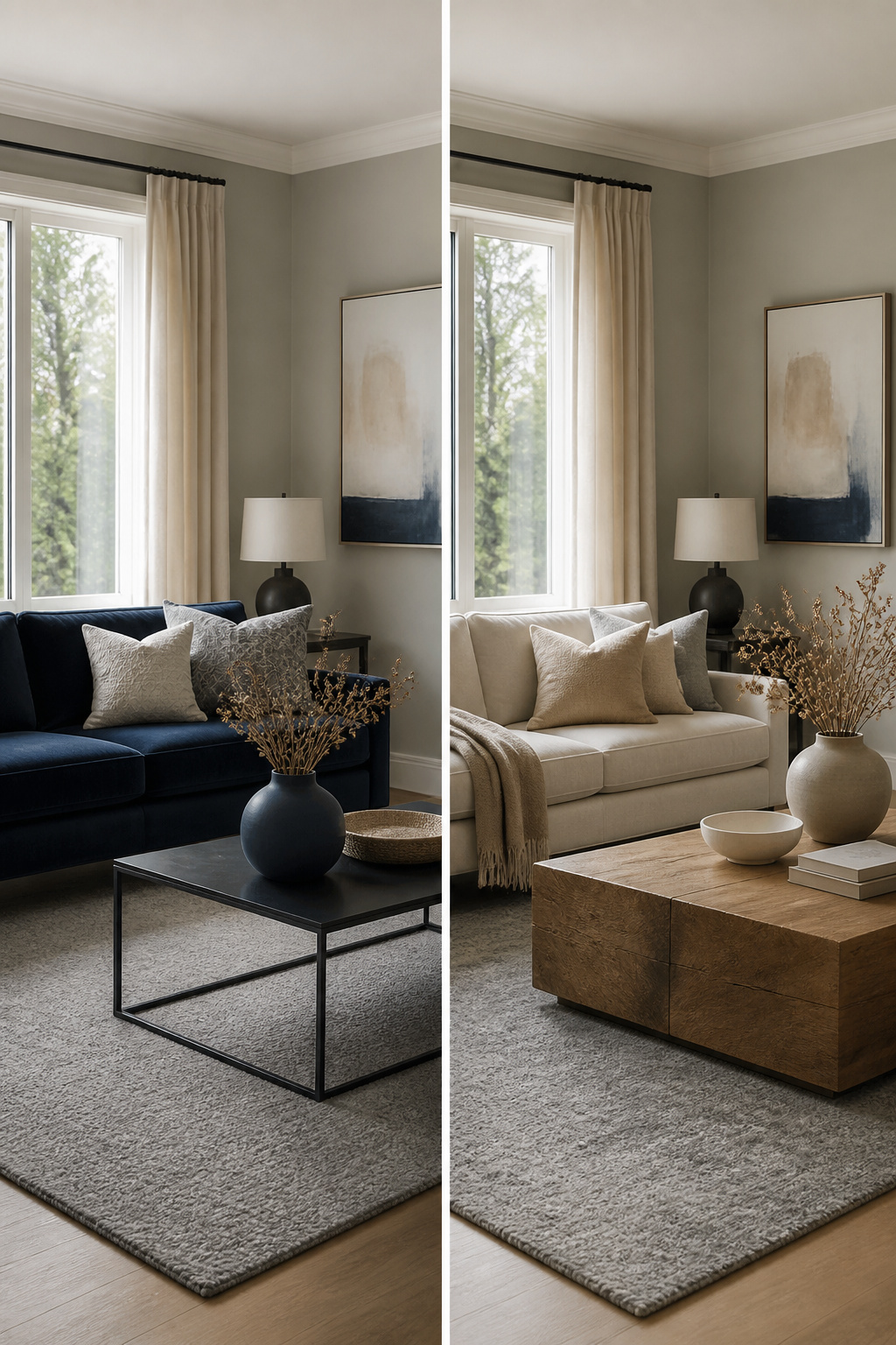A room featuring a cohesive color scheme with various decor items.