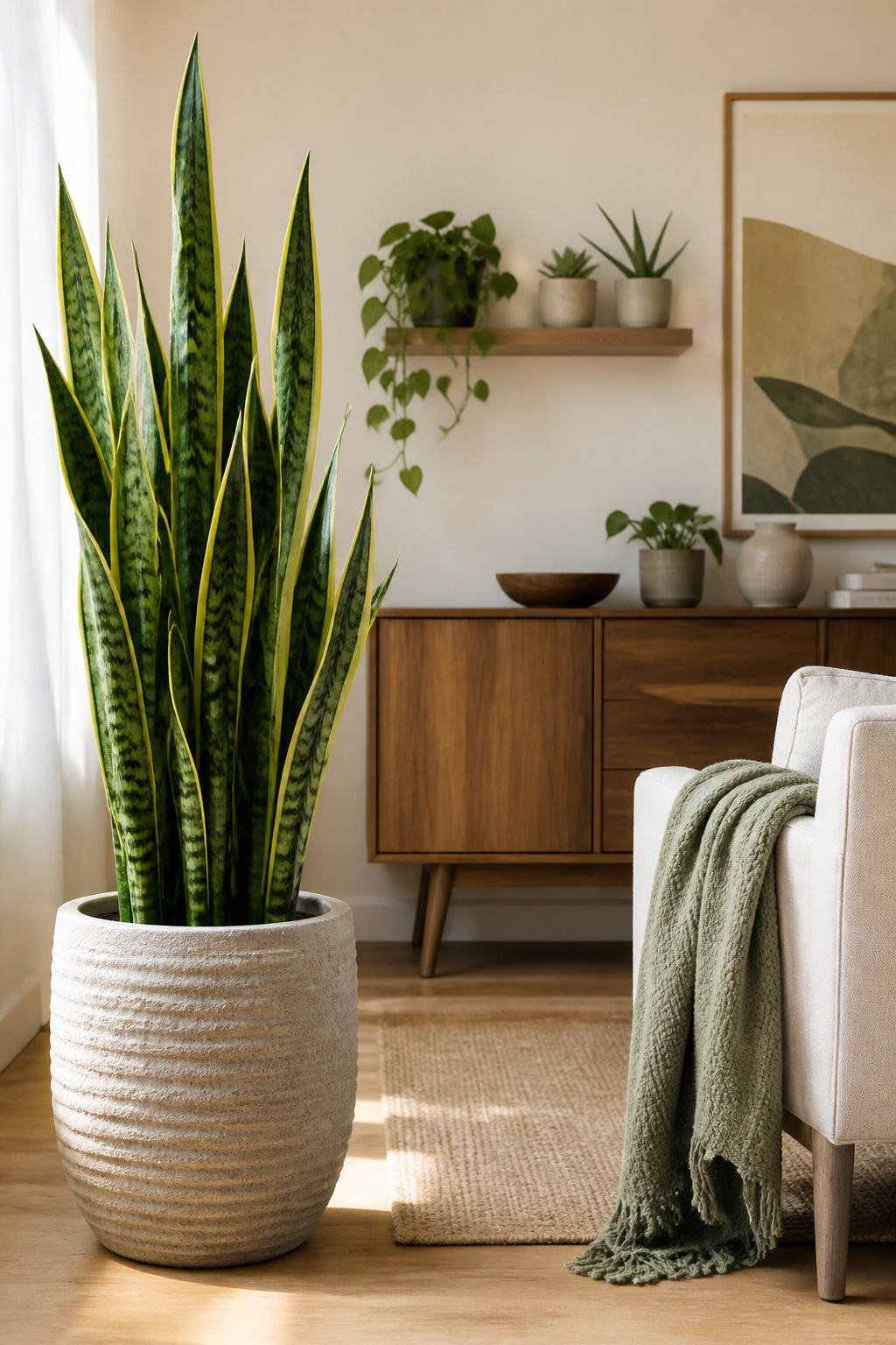 A small succulent plant on a windowsill.
