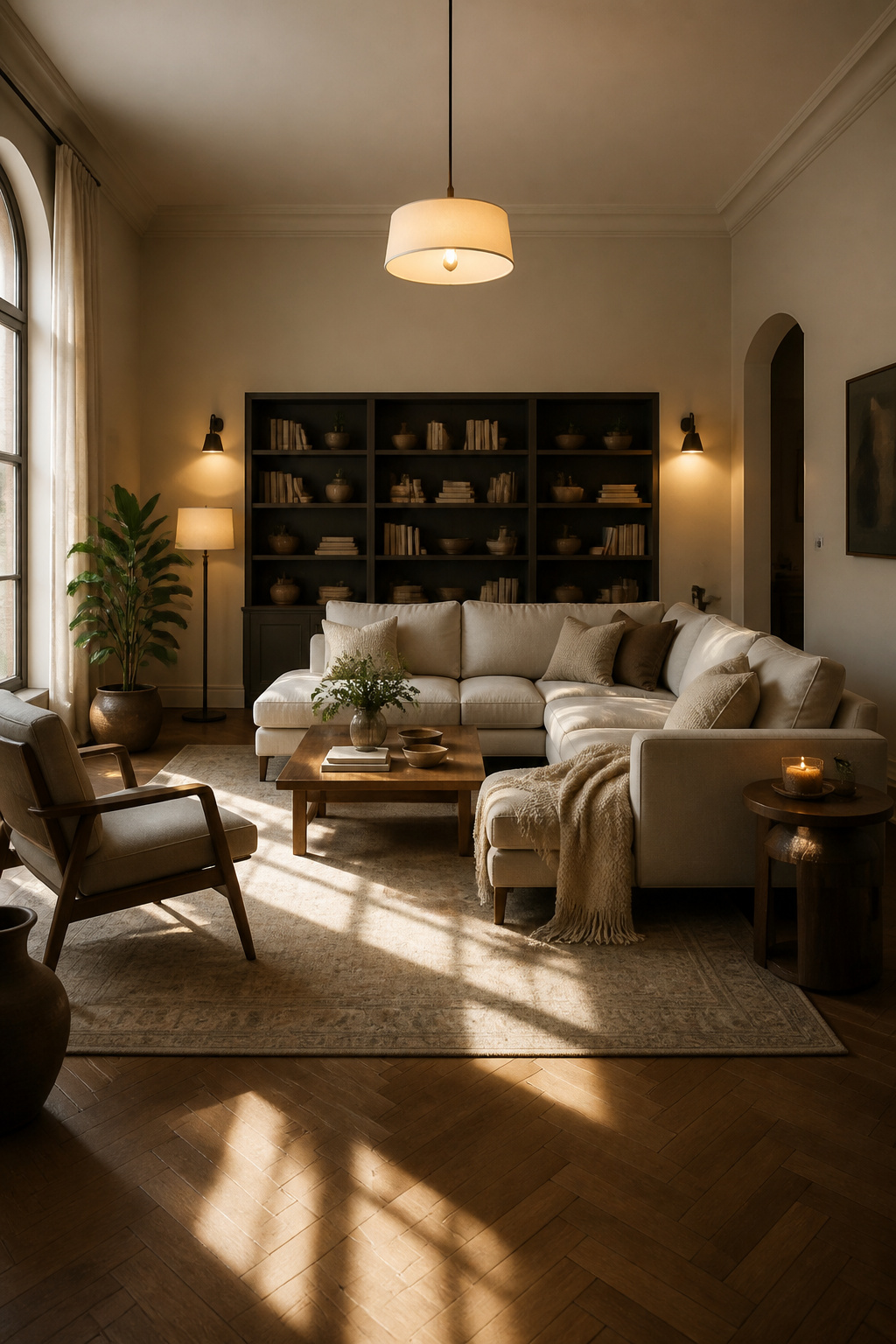 Various lighting fixtures in a cozy living space.
