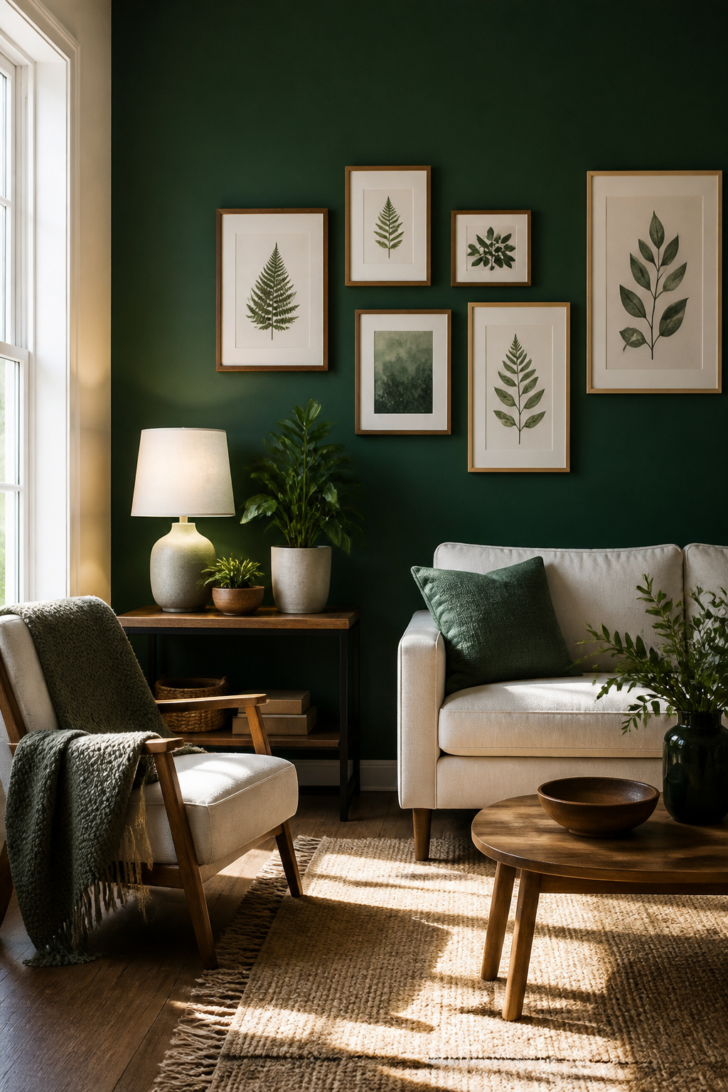 A bold wallpaper feature wall in a room.