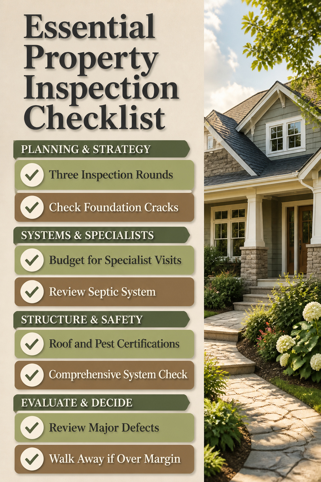 An information image titled 'Essential Property Inspection Checklist'.