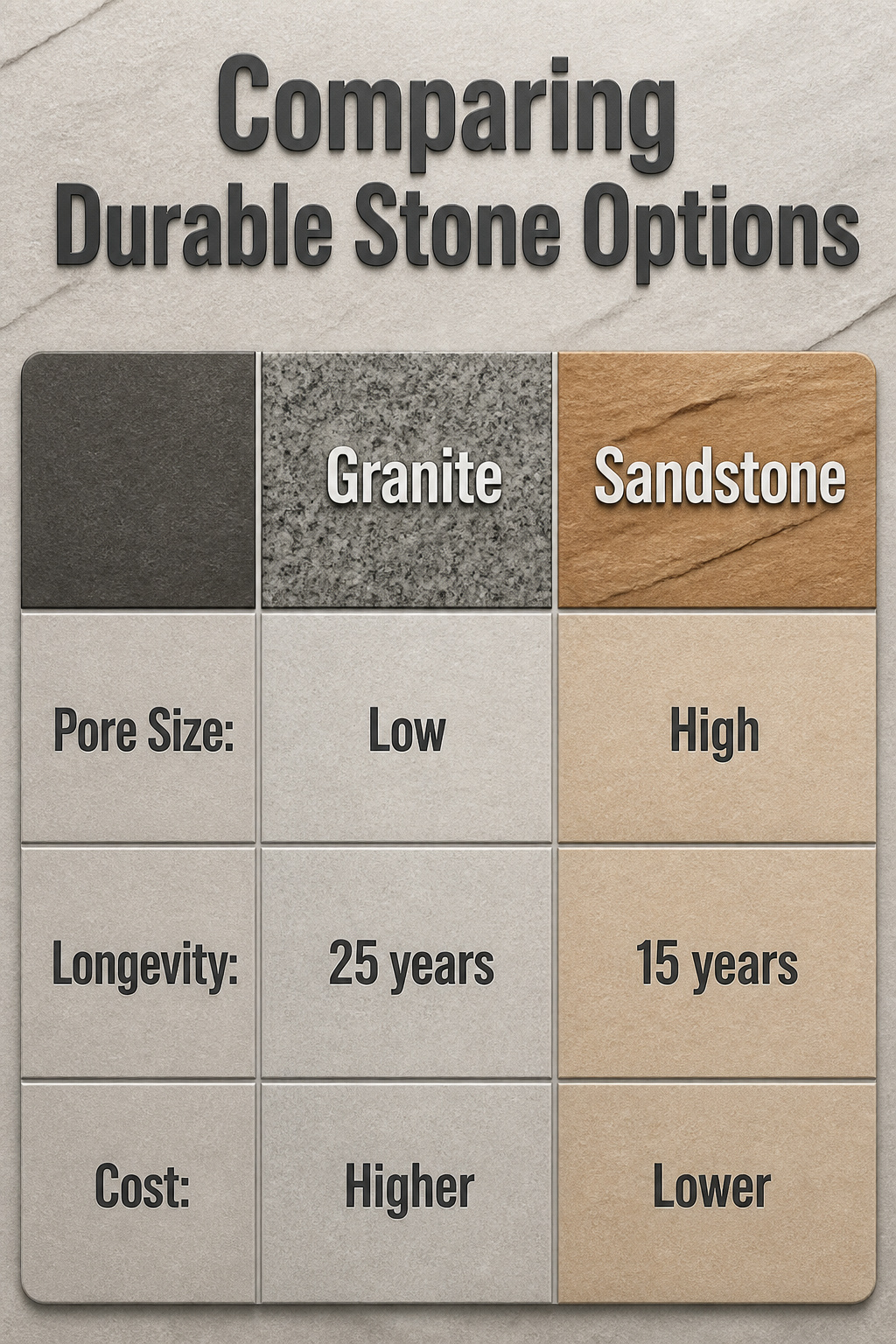 A comparison of durable stone options for garden pathways.