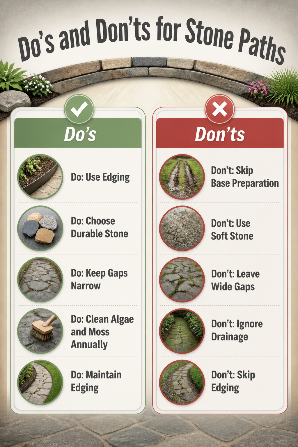 Do's and don'ts for building stone paths.