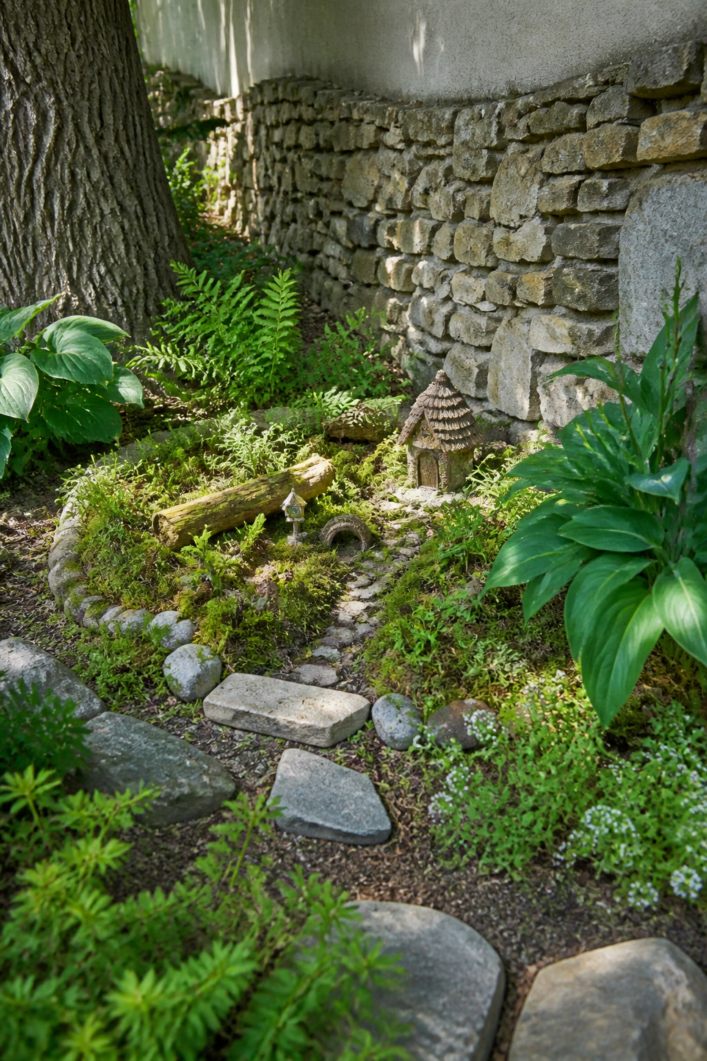 10 Fairy Garden Ideas to Build in 2026 7 A fairy garden featuring moss, ferns, and natural elements in a shady spot.