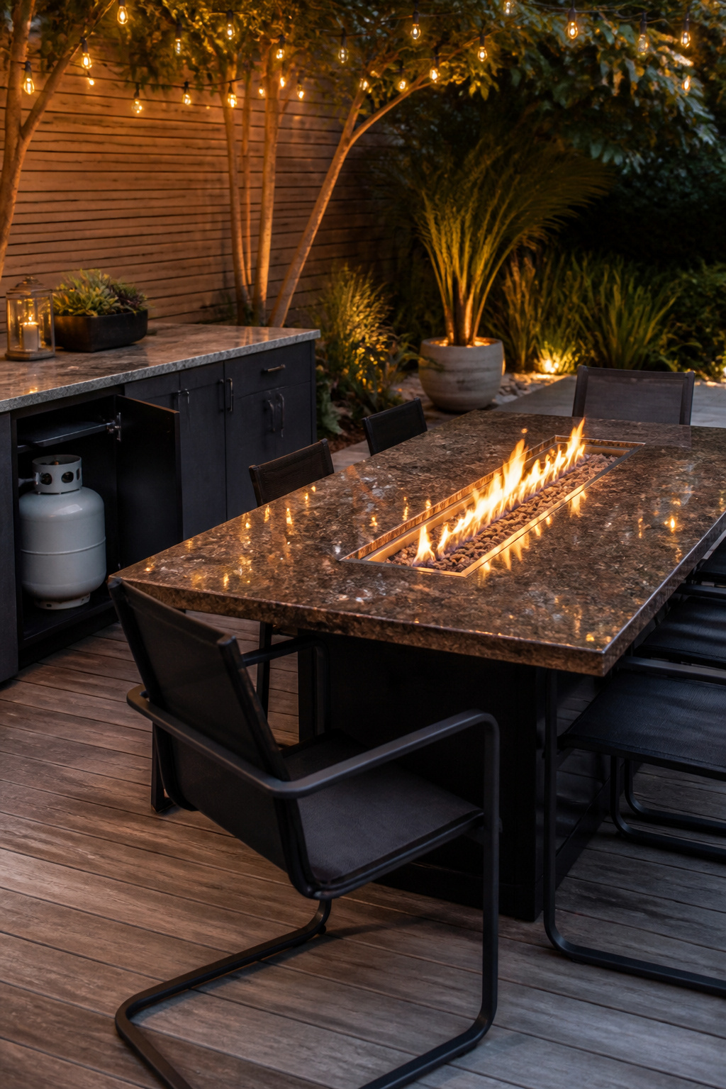 30 Fire Pit Ideas and Styles for Backyards, Patios & More 37 A fire pit table designed for outdoor dining.