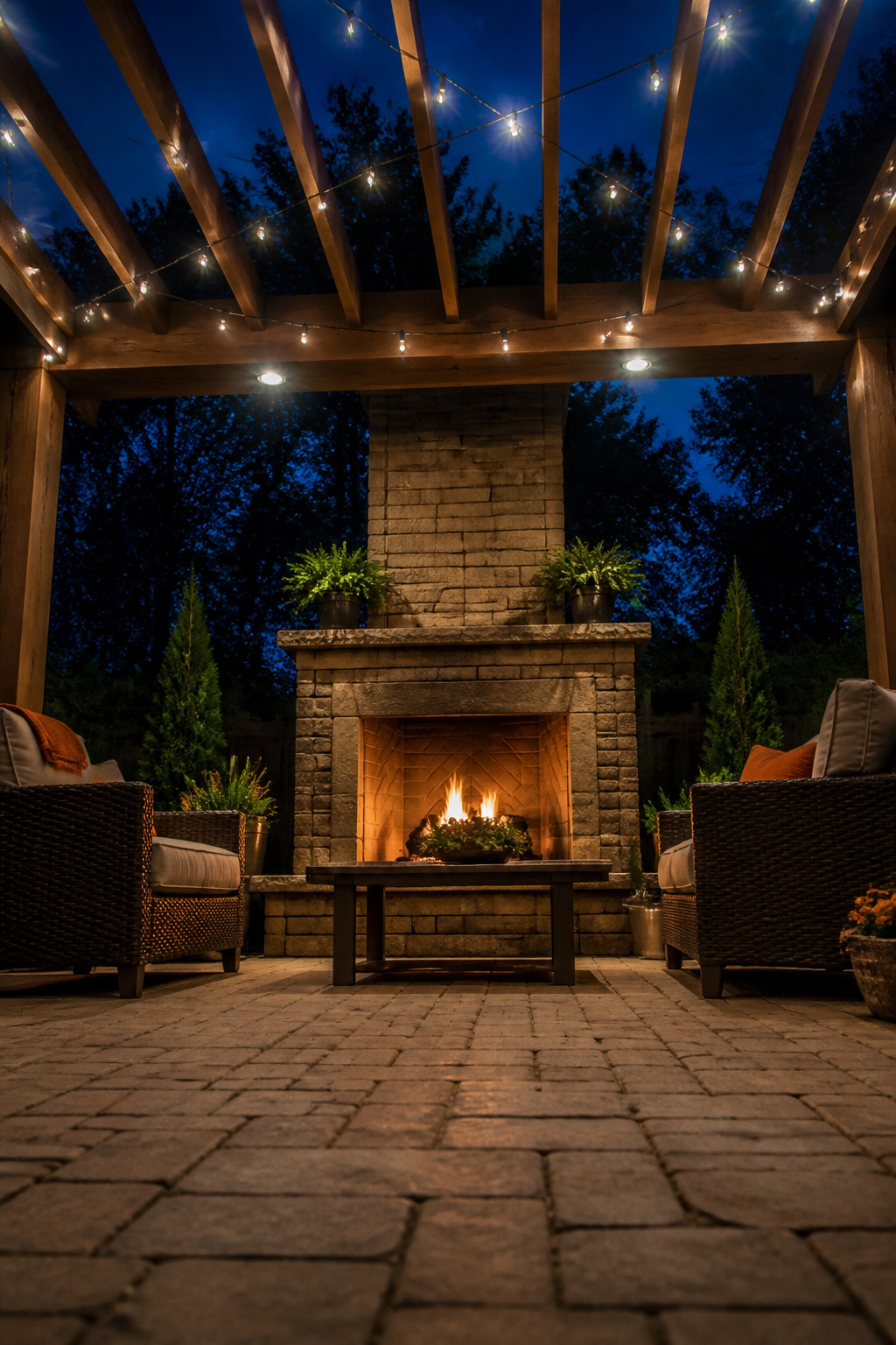 30 Fire Pit Ideas and Styles for Backyards, Patios & More 6 A masonry outdoor fireplace with a chimney.