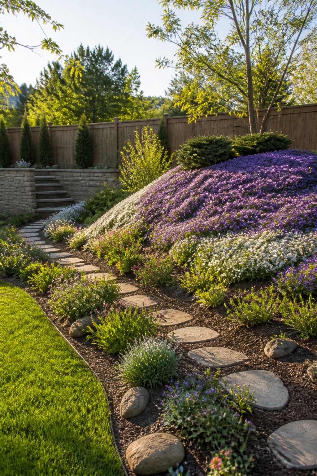 26 Landscaping Ideas for Your Yard, Garden and Patio in 2026 15 A berm with plants growing on a slope in a garden.