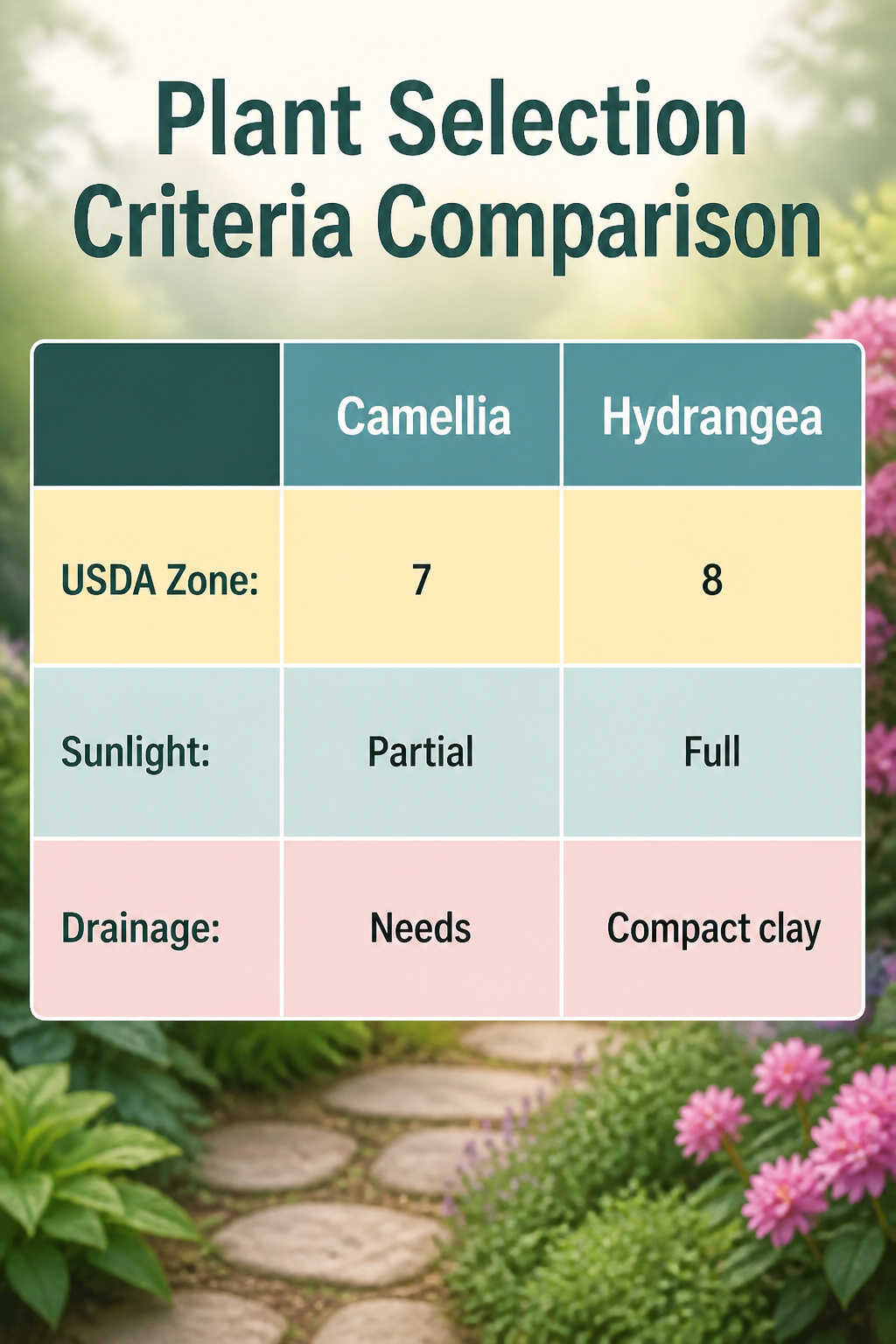26 Landscaping Ideas for Your Yard, Garden and Patio in 2026 30 An information graphic comparing plant selection criteria.