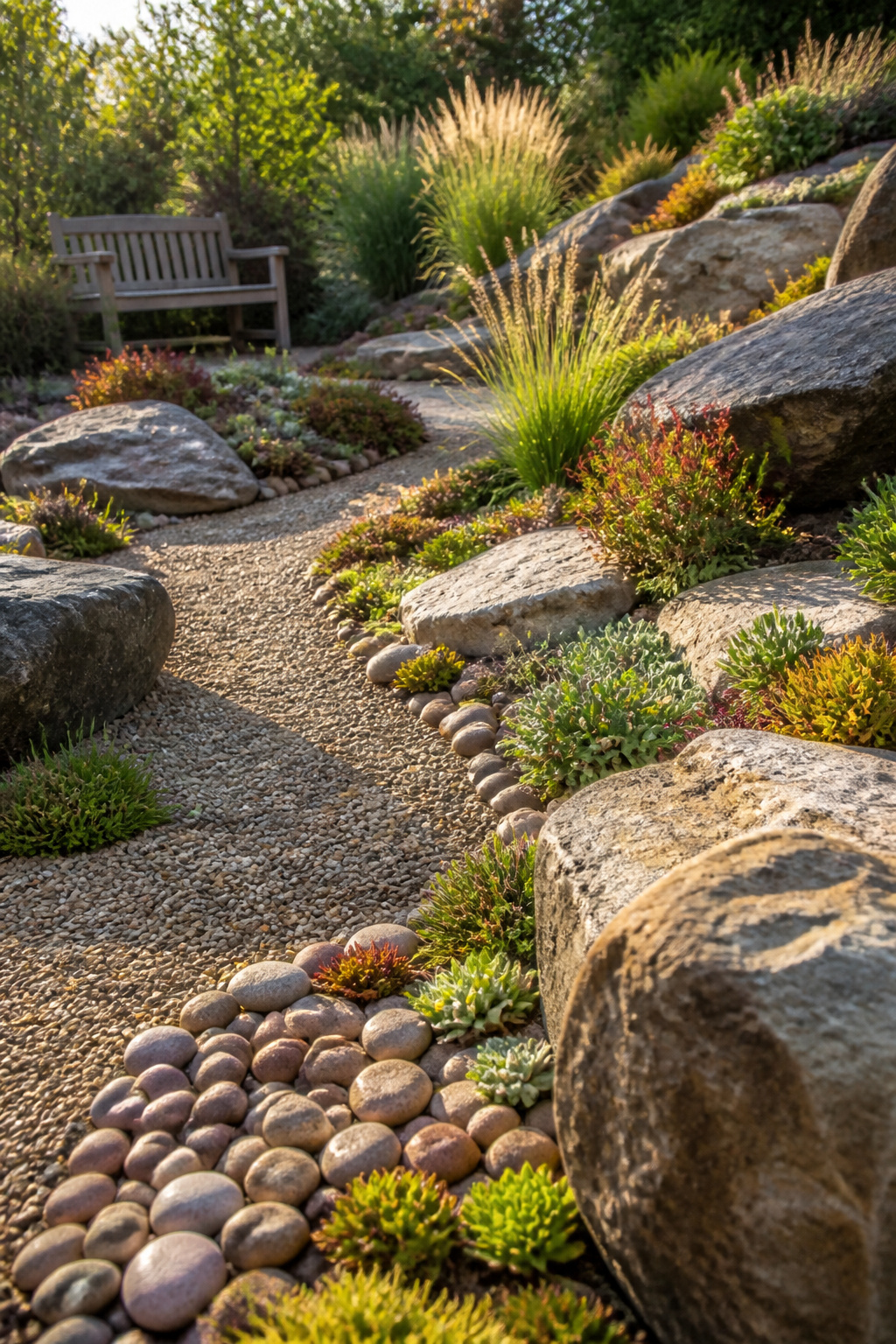 26 Landscaping Ideas for Your Yard, Garden and Patio in 2026 9 A rock garden with boulders and flowering plants.