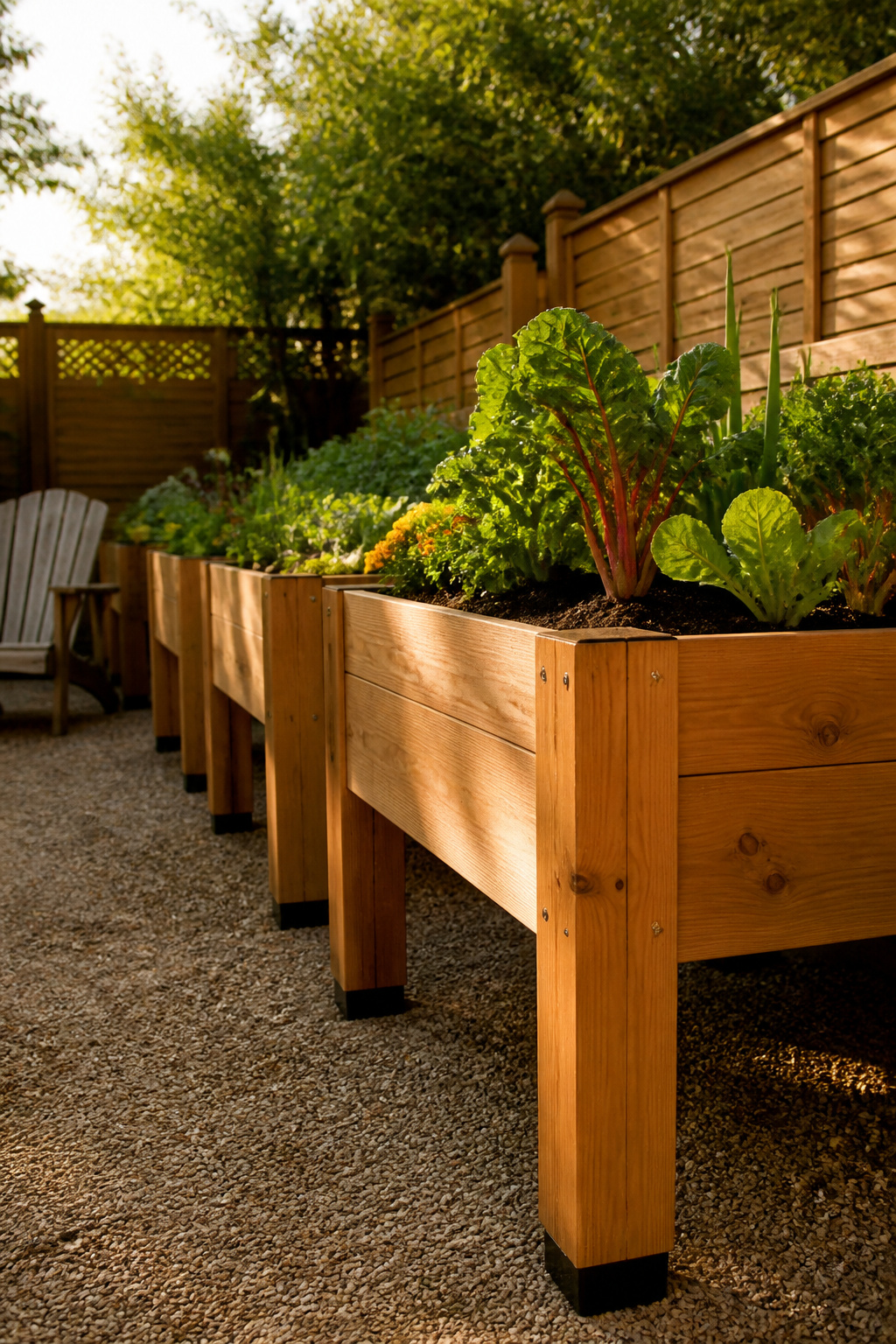 25 Low-Maintenance Landscaping Ideas for Less Work, More Living 22 A series of raised garden beds filled with vegetables.