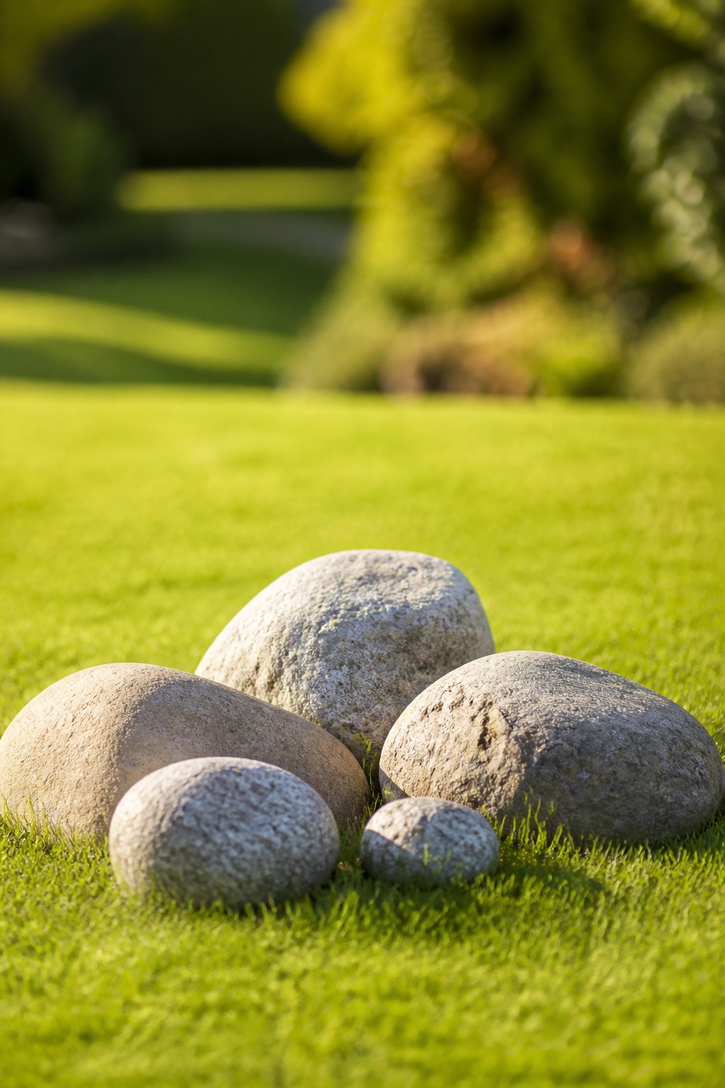 32 Rock Garden Ideas: Designs, Plants & Layouts for 2026 29 Stones placed in a lawn area for decoration.