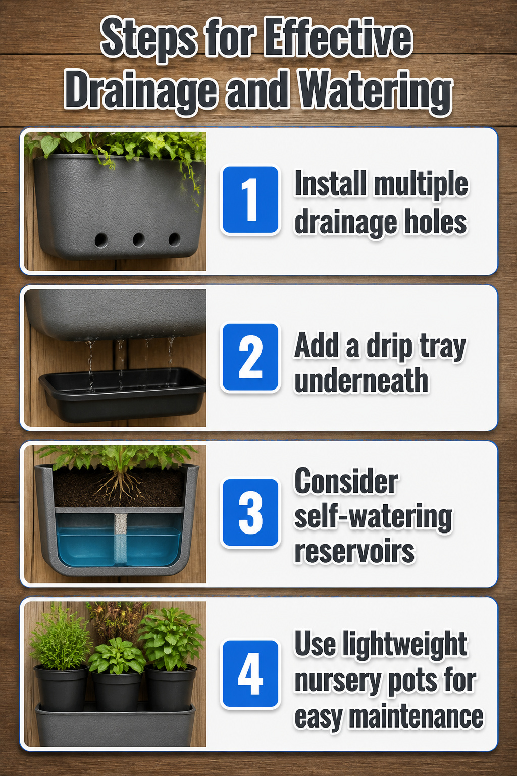 14 Wall Planter Ideas for Indoor and Outdoor Spaces (2026) 16 Infographic showing steps for proper drainage and watering.