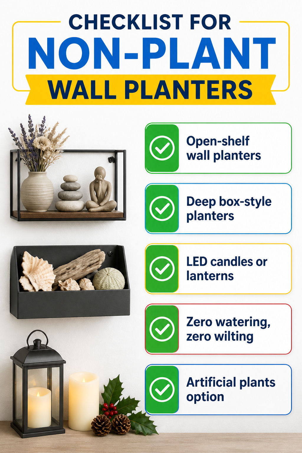 14 Wall Planter Ideas for Indoor and Outdoor Spaces (2026) 17 Wall planters holding decorative stones and sculptures.