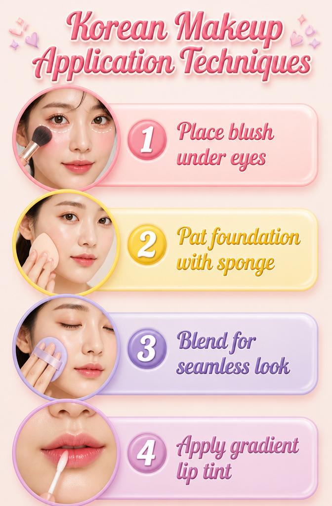 Cute Korean Makeup: A Beginner's Guide to Products and Looks 15 Image illustrating Korean makeup application techniques.