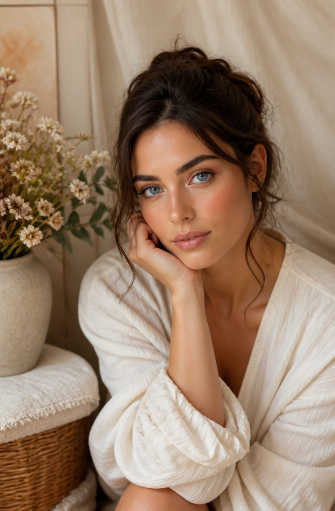 Blue Eye Makeup: Warm Tones, Eyeliners, and Color Theory for 2026 13 Woman applying peach-toned concealer under her eyes.