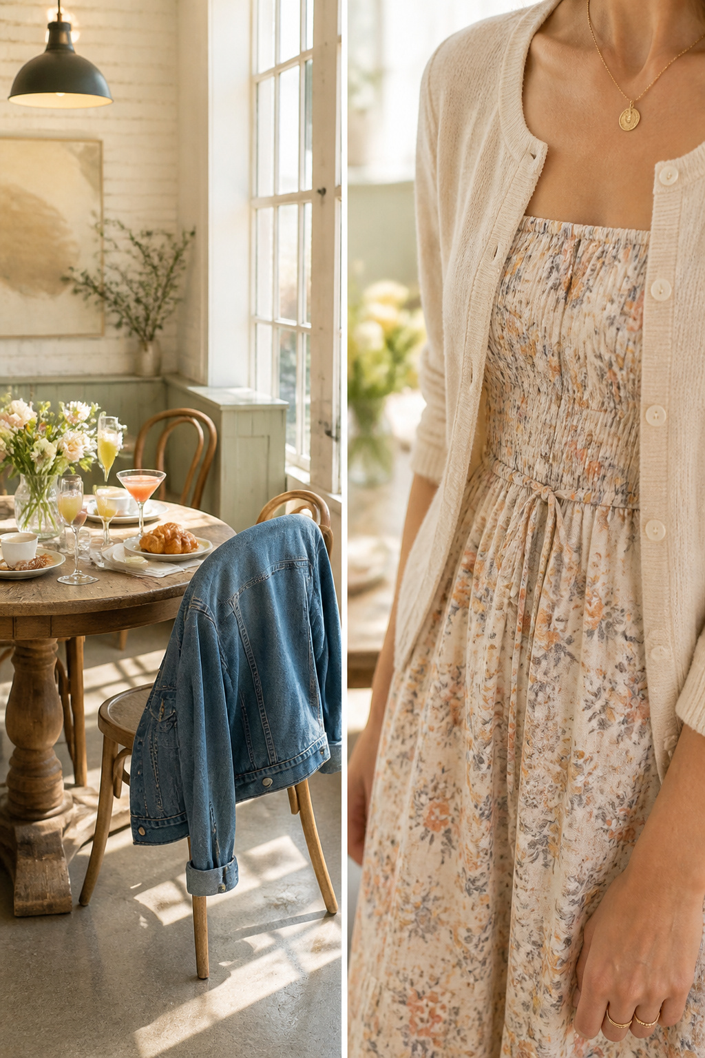 An informative image about layering for indoor cold during brunch.