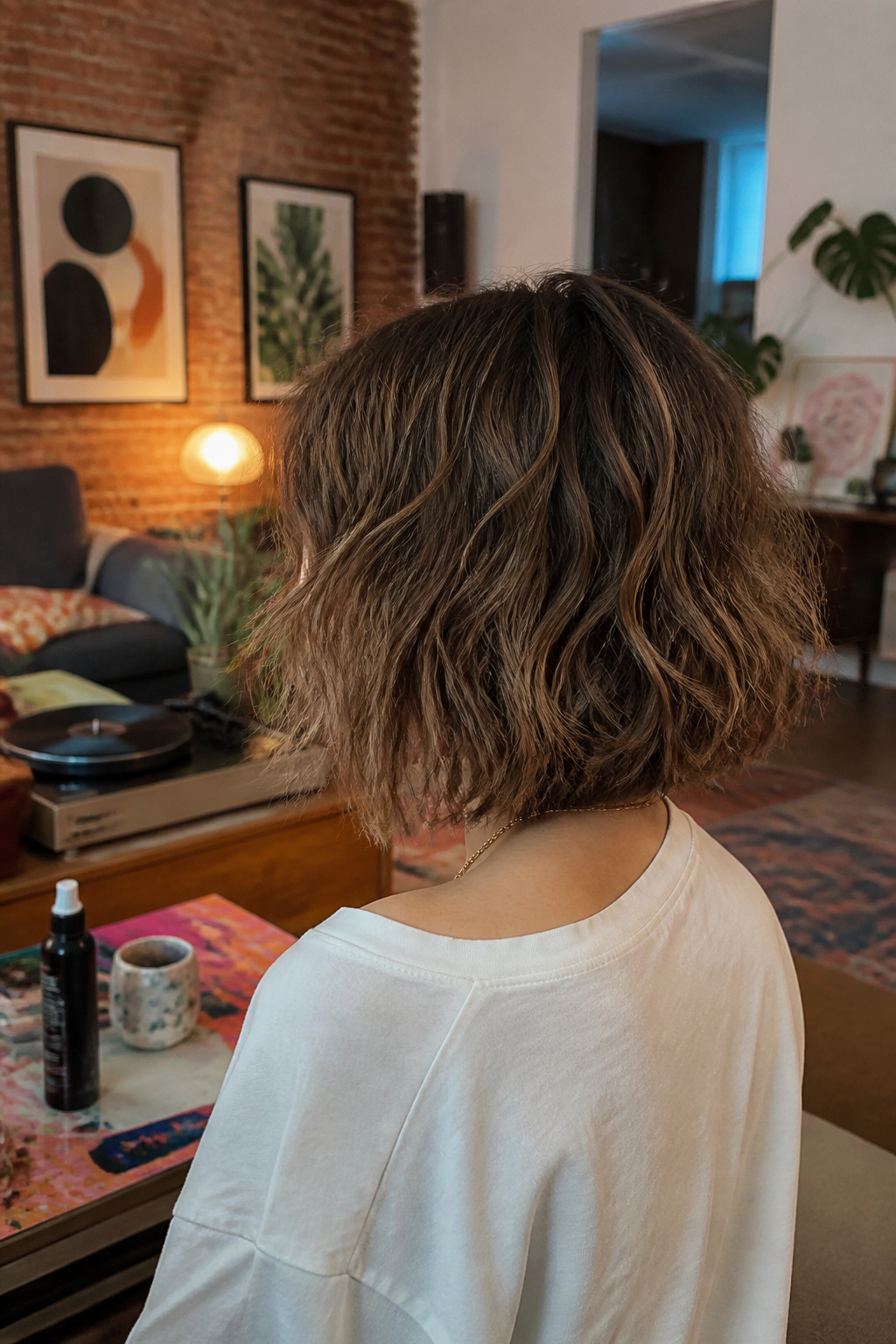 A shaggy bob showcasing choppy layers and voluminous styling.