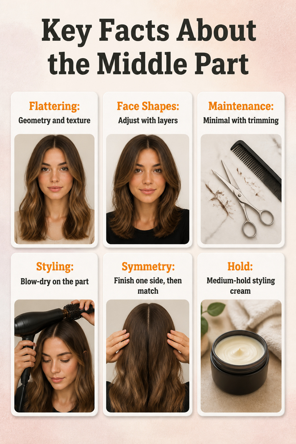 Image highlighting key facts about choosing a middle part.