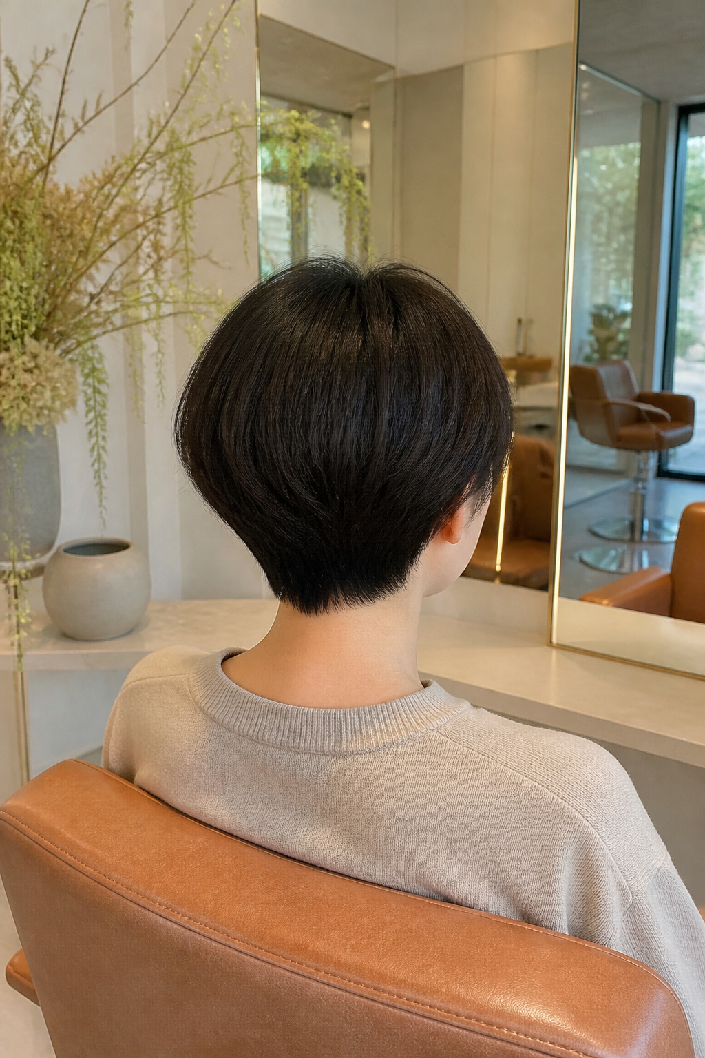Pixie bob with a symmetrical middle part.