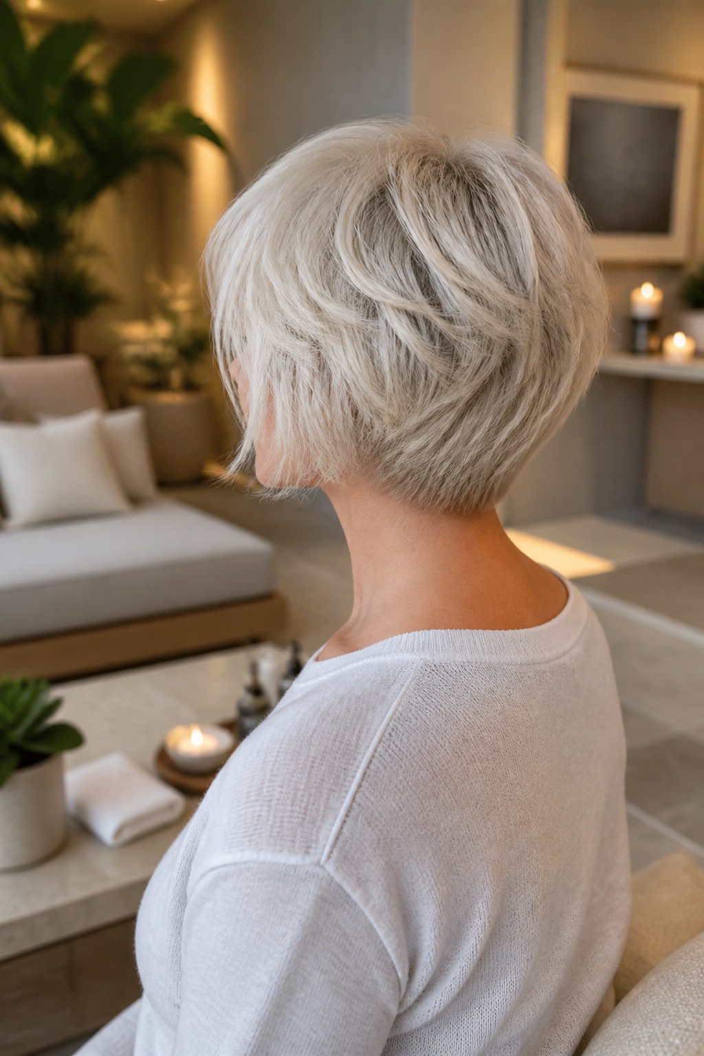 Wispy pixie bob in platinum color.