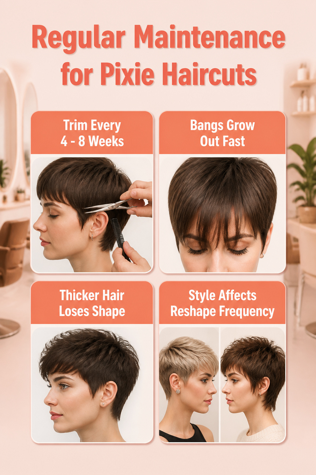 Information image about regular maintenance for pixie haircuts.
