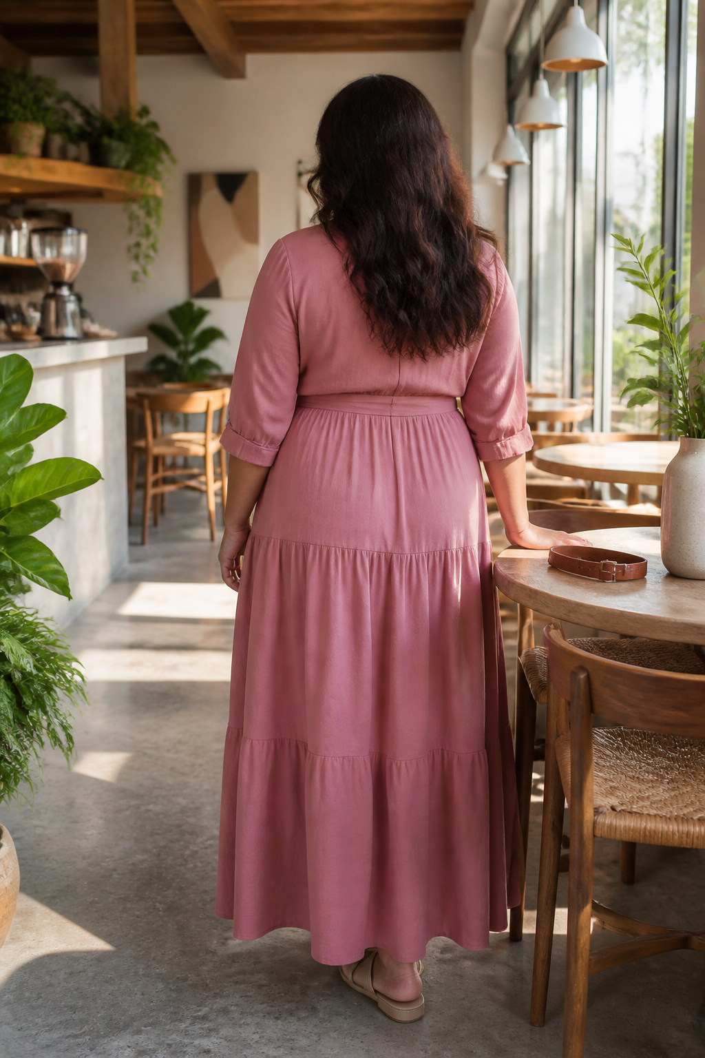 Marianne Tiered Shirtdress with a classic button-up front shown.