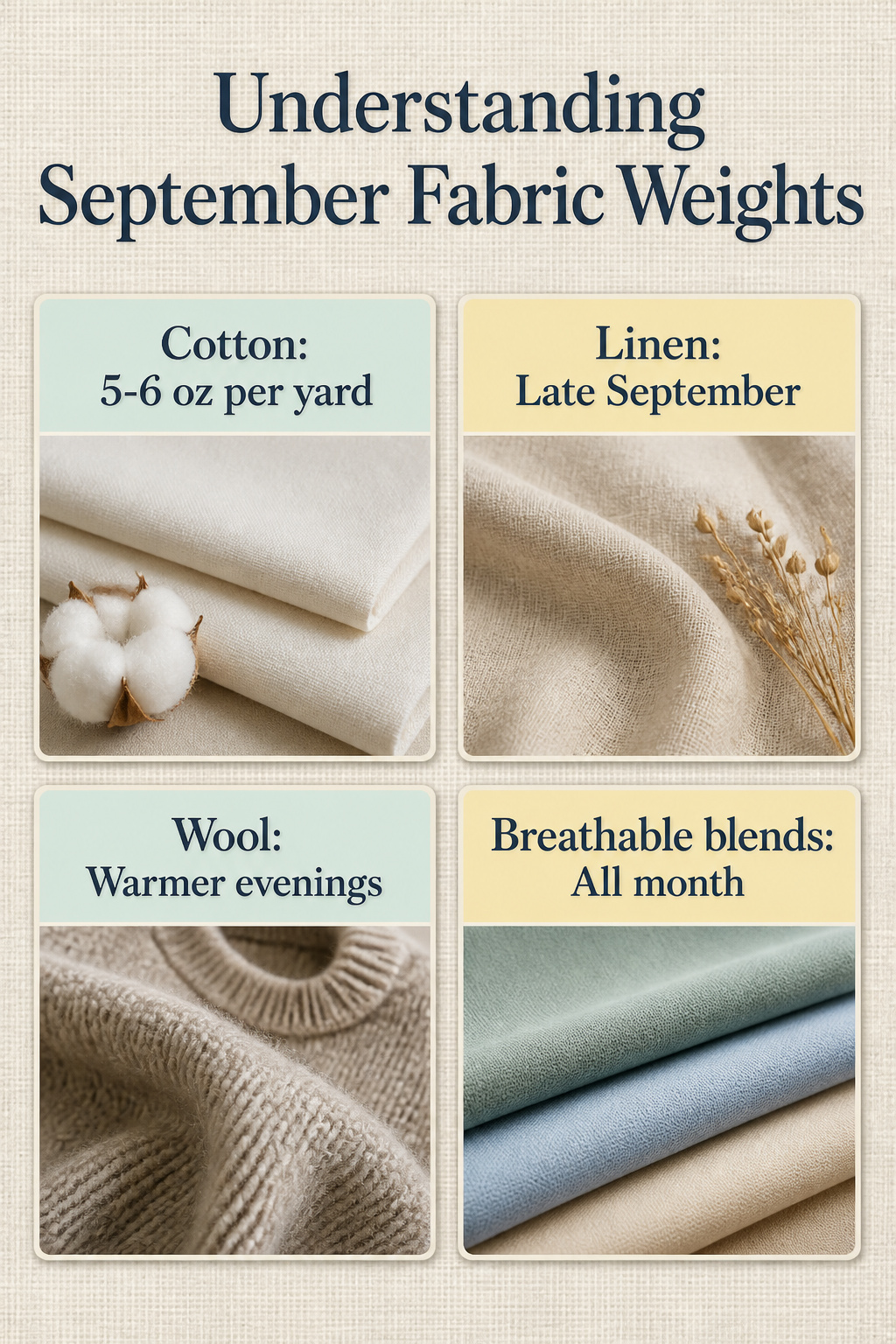 Information on September fabric weights.