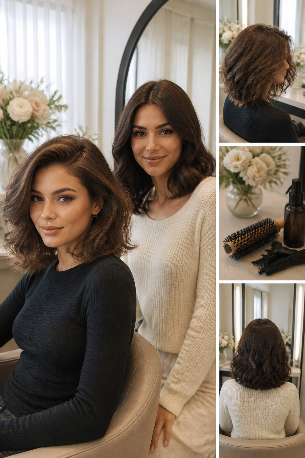 Image showcasing celebrity lob haircut styles and variations.