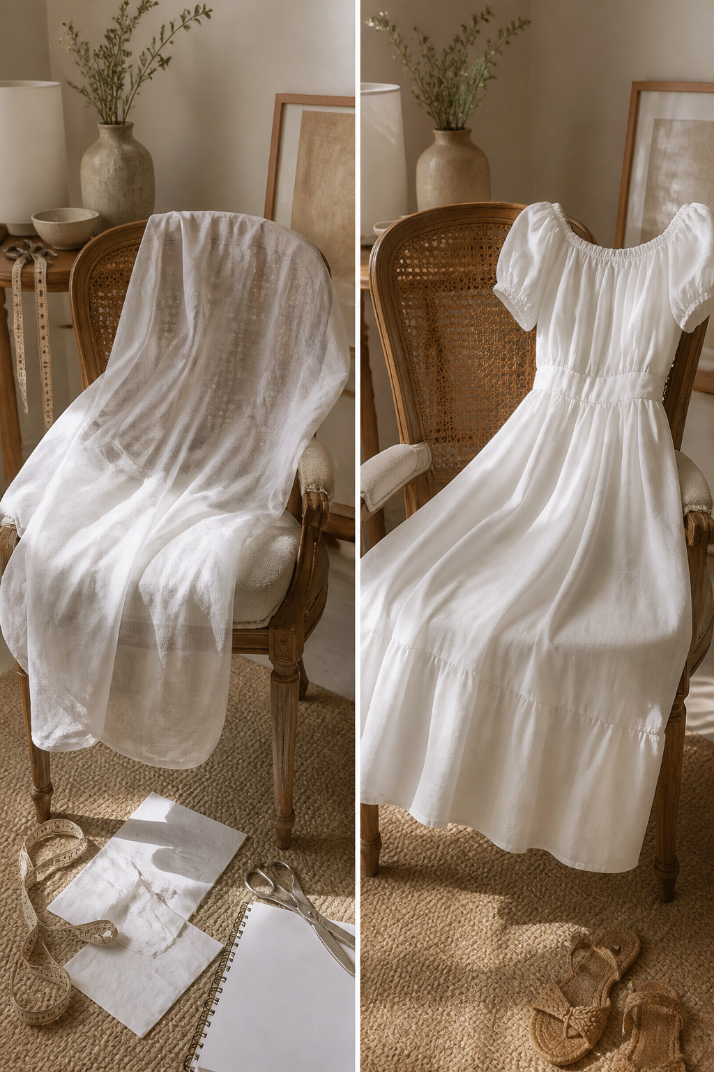 A white cotton dress displayed, showing transparency issues.